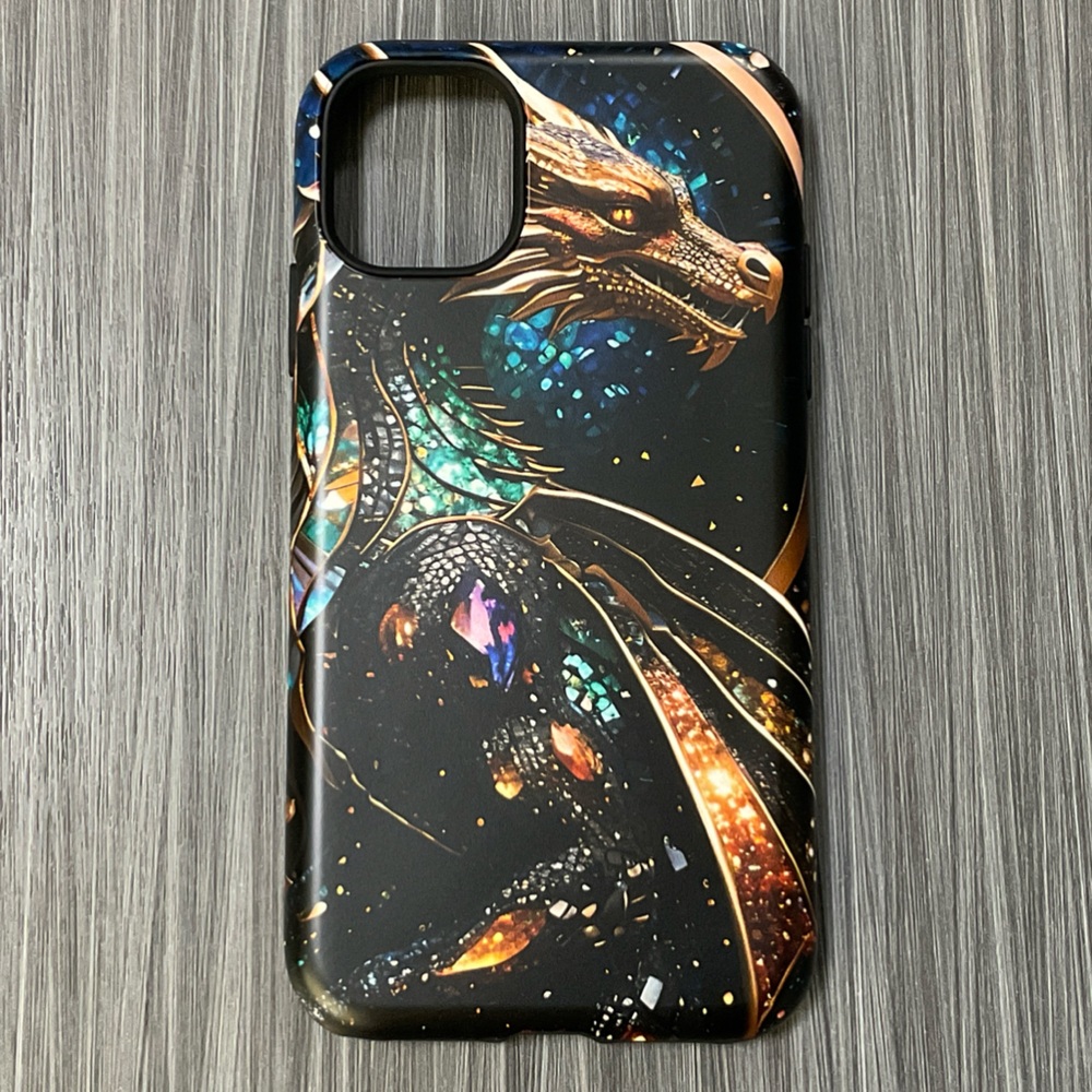 IPhone11 - Dragon Design - Black & Gold Tough Phone Case in Matte Finish